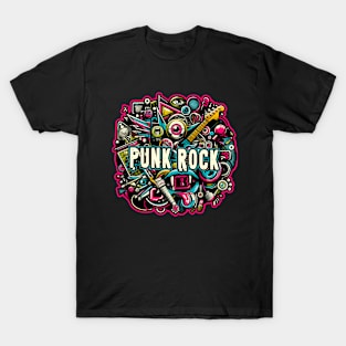 Rhythmic Uprising: Punk Rock Vector Illustration T-Shirt